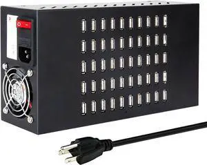 50 Port 200 Watt (40A) USB Charging Station, USB Fast Charger with ligent Protection, Multiple USB Desktop Chargers, Suitable for Hotels, Shops, Schools, Shopping malls