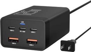 125W GaN 5-Port USB Charger,USB Fast Charging Station,Multi Ports Charging Hub with LED Display,Compatible with iPhone15/14/Pro/13/12,Galaxy S23/S22/S21, Note 20 Ultra, LG, HTC, and More