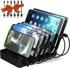 Fast Charging Station for Multiple Devices,50W 6 USB Ports Family Charger Compatible with Apple iPhone iPad and Android Phone and Tablet