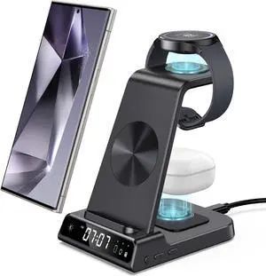 Wireless Charger for  Devices, 4 in 1  Charging Station for Galaxy S24 Ultra/S24/S24+/S23 Ultra/Z Fold5/Z Flip, Galaxy Watch Charger for Galaxy Watch 6/6 Classic/5/5 Pro/4, Galaxy Buds 2