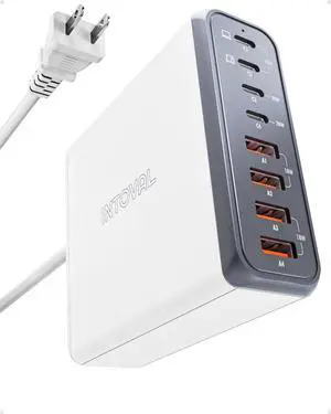 Intoval 140W USB C Charger Block: 8-Port Charging Station for Multiple Devices iPhone, MacBook, Galaxy, iPad & More (K44,White)