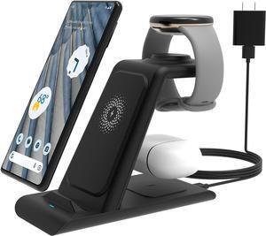 HATALKIN Wireless Charger for Google Pixel Watch 1 Only,3 in 1 Wireless Charging Stand Station with Adapter for Pixel 8/7/6 (pro)/7a/5/4,Pixel Buds Pro,(Not for Pixel Watch 2)
