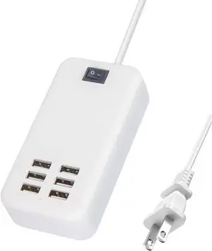 6 Ports USB Charger Hub Desktop US Plug AC Power Wall Travel Charging Adapter Slots Charging Station