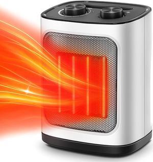 Kismile Portable Electric Space Heater, Small Ceramic Heater Fan with Thermostat, Tip-Over and Overheat Protection,Fast Heating for Home/Office,1500W(White)
