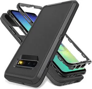 for Samsung Galaxy S10 Plus Case, Full Body Shockproof Protective Cover, 3-Layer Heavy Duty Rugged Bumper Phone Case for Galaxy S10+ Plus, Black