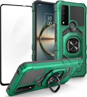 Ailiber Case for TCL 30V 5G, TCL 30V Phone Case with Screen Protector, Ring Kickstand for Magnetic Car Mount Military Grade, Heavy Duty Shockproof Protective Phone Cover for Verizon TCL 30 V 5G-Green