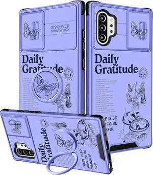 (2in1 for Samsung Galaxy Note 10 Plus Phone Case for Women Cute Girls Cover Butterfly Girly Aesthetic Purple Butterfly Unique Design with Camera Cover+Ring Funda for Galaxy Note 10 Plus Case