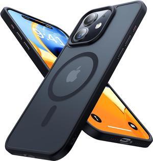 Magnetic for iPhone 12 Case/iPhone 12 Pro Case, [10FT Military Drop Tested] [Compatible with MagSafe] Shockproof Protective Slim Translucent Matte Hard Back Case for iPhone 12/12 Pro, Black