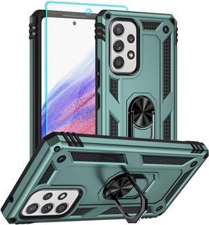 for Samsung A53 5G Case, Galaxy A53 5G Case with HD Screen Protector, [Military Grade 16ft. Drop Tested] Ring Shockproof Protective Phone Case for Samsung Galaxy A53 5G,Dark Green