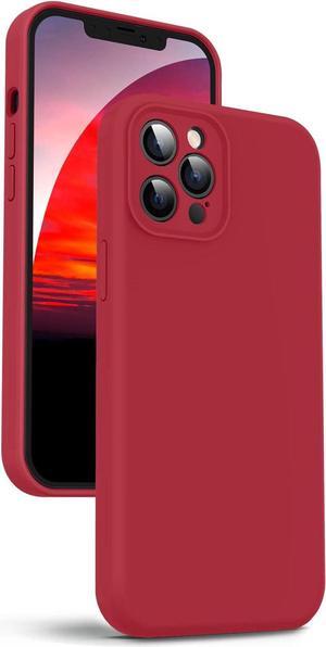 Supdeal Liquid Silicone Case for iPhone 12 Pro Max, [Camera Protection] [Anti Fingerprint] [Wireless Charging] 4 Layer Phone Case Protective Cover, Built-in Microfiber Case Cover, 6.7", Red