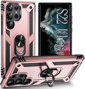 S22 Ultra Phone Case for Samsung Galaxy 22 Ultra,with Stand, Military Shockproof Protection Case,S22 Ultra Case Rose Gold