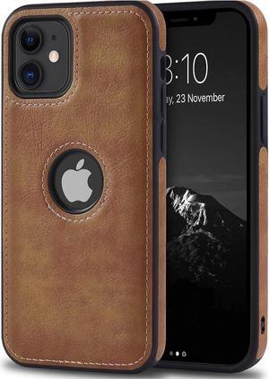 Vegan Leather Phone Case for iPhone 11 Luxury Elegant Vintage Slim Phone Cover 6.1 inch (Brown)