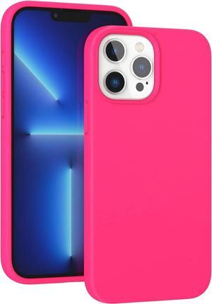 iPhone 13 Pro Max 6.7" Case, Slim Shockproof Liquid Silicone Bumper Cover, Anti-Scratch Protective Rubber Gel - Hot Pink