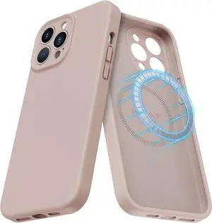 MCFANCE Silicone Magnetic Case for iPhone 13 Pro Magsafe Case Silicone Phone Case with Microfiber Lining for iPhone 13 Pro 6.1 inch 2021, PinkSand