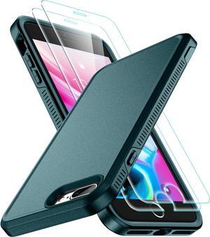 SPIDERCASE for iPhone 7/8 Plus Case, [10 FT Military Grade Drop Protection] [Non-Slip] [2 pcs Tempered Glass Screen Protector] Heavy Duty Full-Body Shockproof Case for iPhone 7/8 Plus, Midnight Green