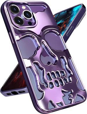 for iPhone 14 Pro Max Phone Case for Men, Women Cool Skull Skeleton Funny Gothic Hollow Halloween Cases for Boy Girls, Hollowed Designer Plated Shockproof Cover for iPhone 14 Promax Purple