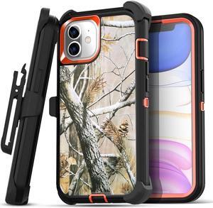 AICase for iPhone 11 Case with Belt-Clip Holster, Heavy Duty Drop Protection Rugged Shockproof/Drop/Dust Proof 3-Layer Protective Durable Phone Cover for iPhone 11, Black/Tree
