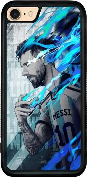 Cool Soccer Phone Case, Football iPhone 7/8/Se Case, Non-Slip Pattern Design and Shock Absorption, Soft Silica Gel Frame Support Black Phone Case for Teen Girls and Boys, Women and Men