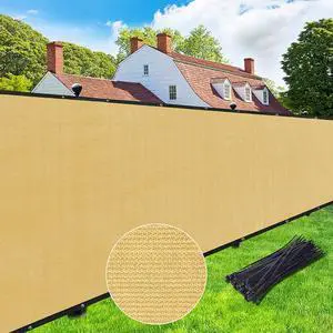 Privacy Screen Fence 5' x 50' Commercial Shade Cover with Brass Grommets Heavy Duty Perfect for Outdoor Back Yard-Sand, Customizable