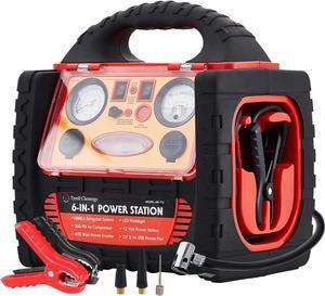 1800 Peak Amp Portable Power Station Jump Starter,with 260 PSI Tire Inflator/Air Compressor,400W Power Inverter Dual AC/DC Ports,2.1A USB Port,Battery Clamps