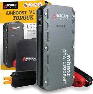 Wagan EL7507 Jump Starter iOnBoost V10 Torque 1000Amp Peak 12V Portable Lithium Car Battery Up to 7.8L V10 or 6.7L Diesel, 12V Jump Pack with Built-in LED Bright Light, UL Certified