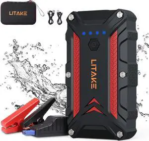 LITAKE 1500A 12V Car Jump Starter with SOS LED Light, Vehicles Auto Battery Booster Pack 16000mAh for Up to 8L Gas and 6L Diesel Engines, IP68 Waterproof Portable Power Bank for Traveling Camping