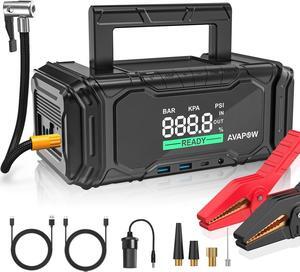 AVAPOW Car Battery Jump Starter 3000A Peak with Air Compressor, 12V 150PSI Portable Jumpstart with Force Start Function, Portable Starters for Up to 8L Gas 8L Diesel Engine, PD 60W Fast Charging