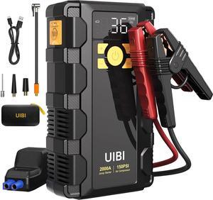 Car Jump Starter with Air Compressor, UIBI 2000A Car Battery Jump Starter with 150PSI Portable Tire Inflator, Battery Jumper Starter, Jump Box for 8.0L Gas or 6.0L Diesel Vehicles.