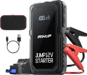 Jump Starter 2000A Peak, Car Jump Starter and Jumper Cables(Up to 8L Gas or 5L Diesel Engine) 12V Portable Jumper Starter with Jump Box/LED Light/USB QC3.0/Digital Display