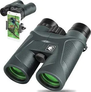 10x42 Binoculars for Adults with Smartphone Adapter, BAK4 Prism and FMC Lens, HD Professional Binoculars for Bird Watching Travel Stargazing Hunting Wildlife Watching Outdoor Concerts Sports