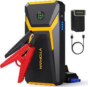 VTOMAN V6 Pro Car Jump Starter 2000A Booster Pack Jump Starter Portable 12V Car Battery Jump Box 7L Gas5L Diesel with Smart Jumper Cables Fast Charge LED LightYellow