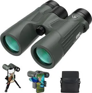 Gosky 10X42 HD Binoculars for Adults with Phone Adapter, High Power Binoculars with BAK4 Prism and FMC Lens, Waterproof Binocularsfor Bird Watching Hunting Traveling Outdoor Sports
