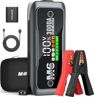 M6 3000A Peak Car Battery Jump Starter Battery Pack, Portable Jumper Box, Battery Booster Start, 12V Car Battery Charger and Jumper Cables for 10.0L Gas and 8.0L Diesel Engines