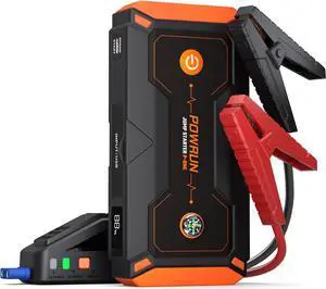 Powrun P-ONE Jump Starter, 2000A Portable Jump Box - Car Jump Starter Battery Pack for up to 8.0L Gas and 6.5L Diesel Engines, 12V Battery Jump Starter with Carry Case (Orange)