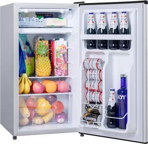 3.2 Cu.Ft Mini Fridge for Bedroom Office, Mini Fridge with Freezer, Mini Small Refrigerator with Adjustable Thermostat, Low Noise, Energy Saving, Sliver