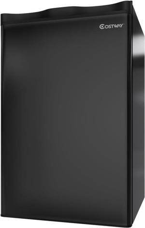 COSTWAY Compact Refrigerator, Single Door 3.2 CU.FT. Mini Fridge Compartment with Adjustable Thermostat and Removable Glass Shelves, Freezer Cooler Fridge for Dorm Apartment Office, Black