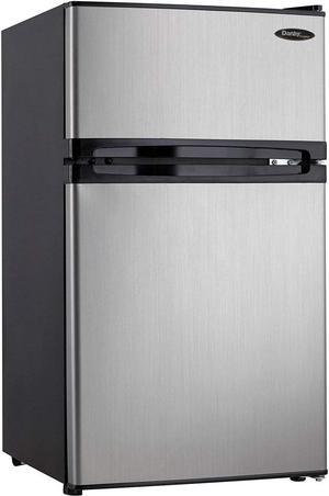 Danby Designer DCR031B1BSLDD 3.1 Cu.Ft. Compact Refrigerator with Freezer, E-Star Rated Mini Fridge for Bedroom, Living Room, Kitchen, or Office, Stainless Steel