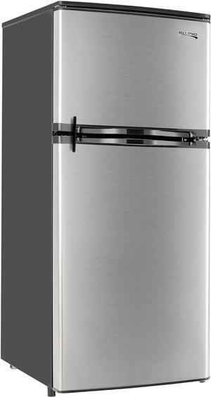 RecPro RV Refrigerator Stainless Steel | 4.4 Cubic Feet | 12V | 2 Door Fridge