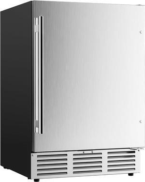 EUHOMY 24 Inch Beverage Refrigerator, Built-in and Freestanding Beverage Cooler 180 Can, Under Counter Beverage Fridge with Stainless Steel Door, Outdoor Refrigerator for Soda, Beer, Wine.
