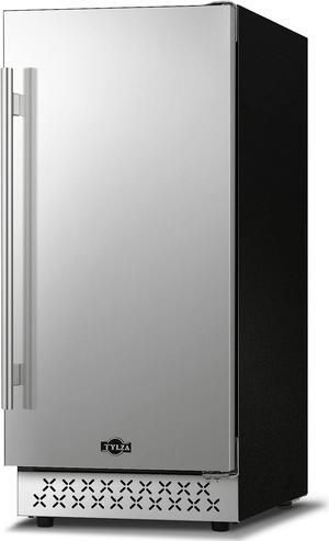 Tylza Beverage Refrigerator 15 Inch Wide, Mini Fridge Stainless Steel Under Counter Beverage Cooler, 130 Cans Beer Fridge with Built-in and Freestanding Beverage Fridge TYBC100SD