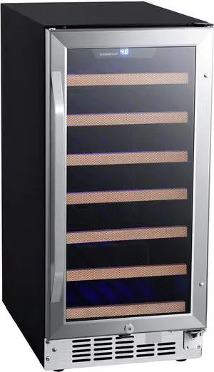 EdgeStar CWR302SZ 15 Inch Wide 25 Bottle Built-In Single Zone Wine Cooler with Reversible Lockable Door and LED Lighting - Stainless Steel EdgeStar CWR302SZ 15 Inch Wide 25 Bottle Built-In Single Zone Wine Cooler with Reversible Lockable Door and LED Lighting - Stainless Steel