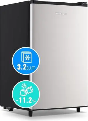 3.2 Cu.Ft Upright Freezer with 7 Adjustable Thermostat Stand-up Single Door Compact Freezers Silver