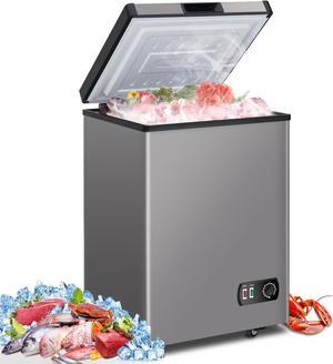 LifePlus Chest Freezer 3.5 Cubic Feet with Removable Storage Basket, Deep Freezer 7 Adjustable Temperature, Energy Saving, Super Quiet for Garage, Office, Kitchen, or Apartment