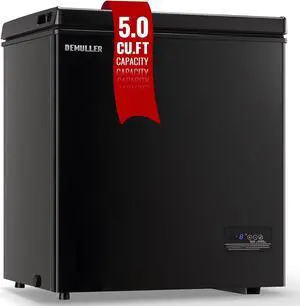 Chest Freezer 5.0Cubic Feet Deep Freezer Freestanding Freezers with 2 Removable Stainless Steel Basket, Mini Freezer Top Open Door Compact Freezer with Electronic Control 41 to -15BLACK