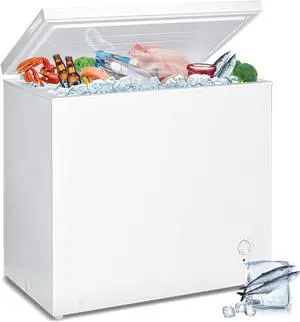 Chest Freezer 5 Cu.Ft Deep Freezer, Quiet Compact Freezer with Adjustable Thermostat Control and Removable Wire Basket, For Apartments Kitchen Bedroom Garage Office, White