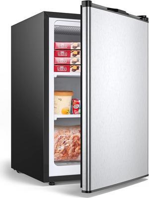 KOTEK 3.0 Cu.Ft Compact Mini Freezer, Upright Small Freezer w/Reversible Single Stainless Steel Door, 7 Grade Adjustable Thermostat, Freestanding Small Freezer for Home, Office, Apartment