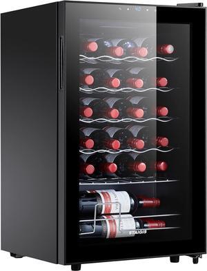 24 Bottle Compressor Wine Cooler Refrigerator, Small Freestanding Wine Fridge for Red, White and Champagne, Mini Fridge with 40-66F Digital Temperature Control Glass Door