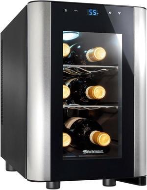 Wine Enthusiast 6-Bottle Countertop Wine Cooler - Mini Fridge for Kitchen with 3 Shelves, Adjustable Temperature Control, & Energy Efficient Cooling Beverage Refrigerator