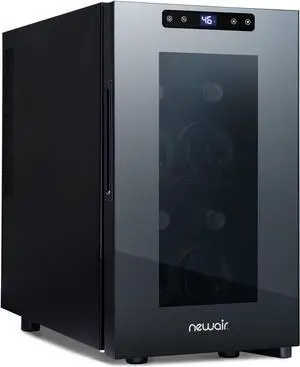 NewAir Shadow-T Series Wine Cooler Refrigerator | 8 Bottle | Countertop Mirrored Compact Wine Cellar with Triple-Layer Tempered Glass Door | Vibration-Free & Ultra-Quiet Thermoelectric Cooling