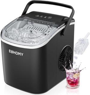 Countertop Ice Maker Machine with Handle, 26lbs in 24Hrs, 9 Ice Cubes Ready in 6 Mins, Auto-Cleaning Portable Ice Maker with Basket and Scoop, for Home/Kitchen/Camping/RV. (Black)